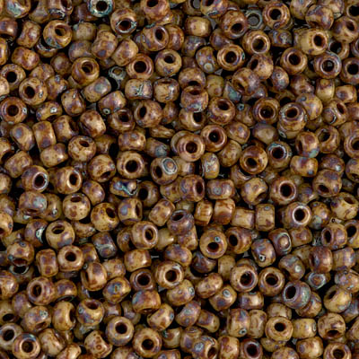 8-4517:  8/0 Opaque Brown Picasso Miyuki Seed Bead 