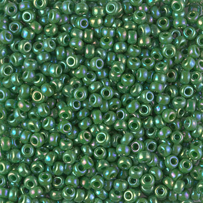 8-480:  8/0 Opaque Green AB Miyuki Seed Bead 