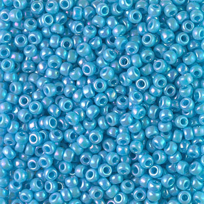 8-482:  8/0 Opaque Turquoise Blue AB Miyuki Seed Bead 