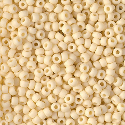 8-492F:  8/0 Matte Opaque Dark Cream Miyuki Seed Bead 