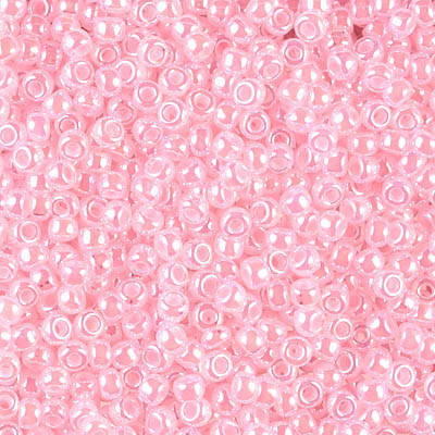 8-517:  8/0 Baby Pink Ceylon Miyuki Seed Bead 