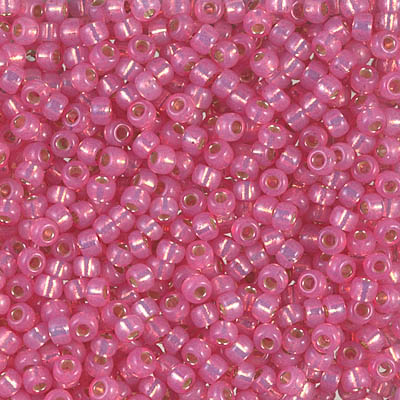 8-556:  8/0 Dyed Rose Silverlined Alabaster Miyuki Seed Bead 