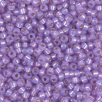 8-574:  8/0 Dyed Lilac Silverlined Alabaster Miyuki Seed Bead 