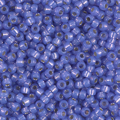 8-649:  8/0 Dyed Violet Silverlined Alabaster Miyuki Seed Bead 