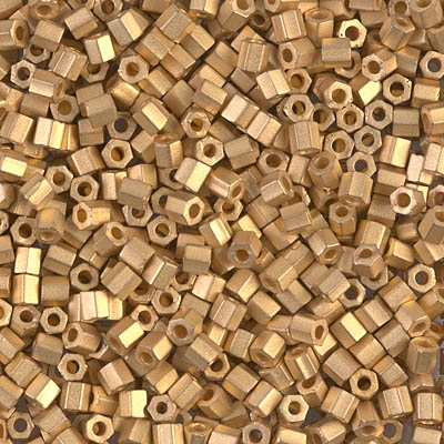 8C-191F:  8/0 Cut Matte 24kt Gold Plated Miyuki Seed Bead 