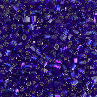 8C-20:  8/0 Cut Silverlined Cobalt Miyuki Seed Bead 