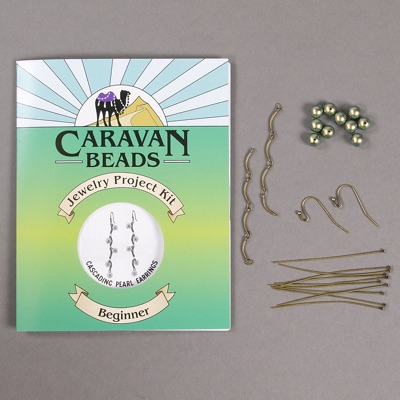 Cascading Pearl Earrings - Green and Antique Brass - BGK-CPE-GN
