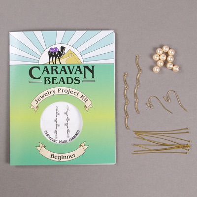 Cascading Pearl Earrings - Peach and Gold 