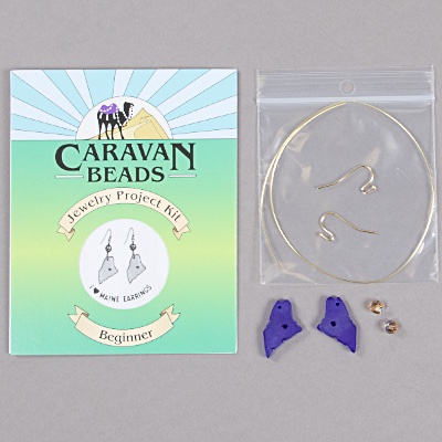 Maine Seaglass Earrings - Dark Blue & Topaz 