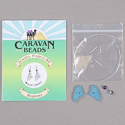 Maine Seaglass Earrings - Light Blue & Tanzanite 