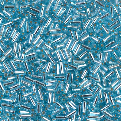BGL1-018:  3mm Miyuki Bugle Bead Silverlined Aqua (was BGL1-047) 