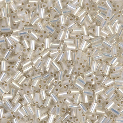 BGL1-551:  3mm Miyuki Bugle Bead Gilt Lined Opal 