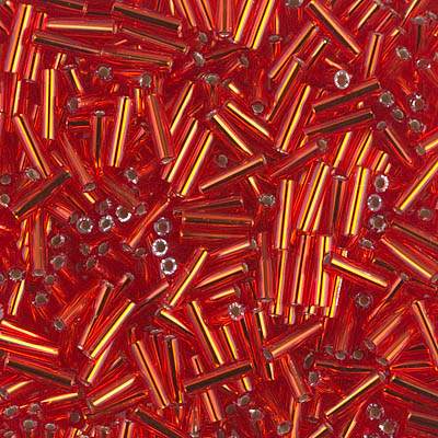 BGL2-010:  6mm Miyuki Bugle Bead Silverlined Flame Red (was BGL 