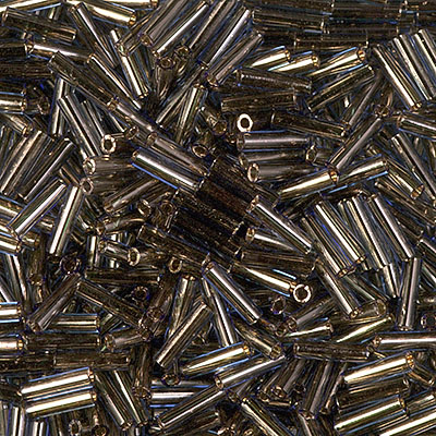 BGL2-954:  6mm Miyuki Bugle Bead 24kt Gold Lined Pale Montana 