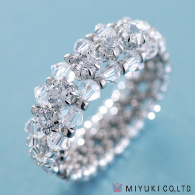 BO-095-1:  Miyuki Silver Cubic Zirconia Line Ring Kit 