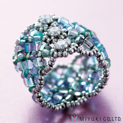 BO-102-1:  Miyuki Blue Manchette Ring Kit 