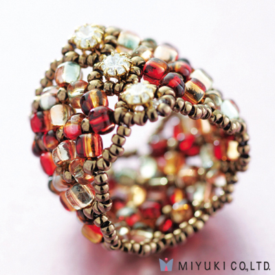 BO-102-2:  Miyuki Red Manchette Ring Kit 