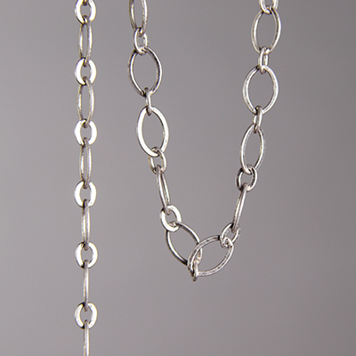 CH0001-AS: 9x5mm Flat Ovals Chain - Antique Silver (5ft) 