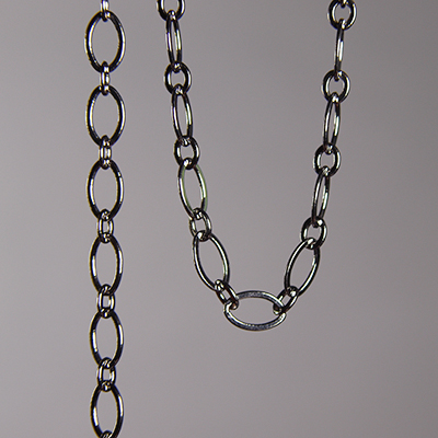 CH0001-GM: 9x5mm Flat Ovals Chain - Gunmetal (5ft) 