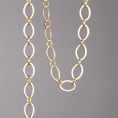 CH0001-MG: 9x5mm Flat Ovals Chain - Matte Gold (5ft) 