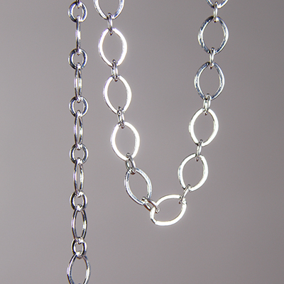 CH0001-S: 9x5mm Flat Ovals Chain - Silver (5ft) 