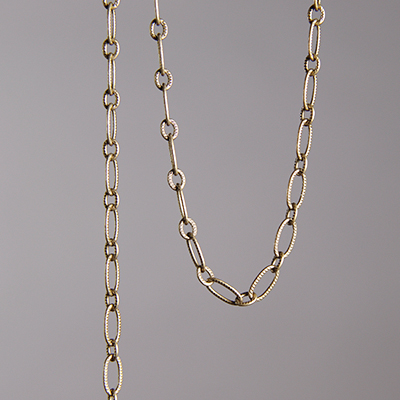 CH0012-AB: 6.4 x 3mm Textured Chain - Antique Brass (5 ft) 