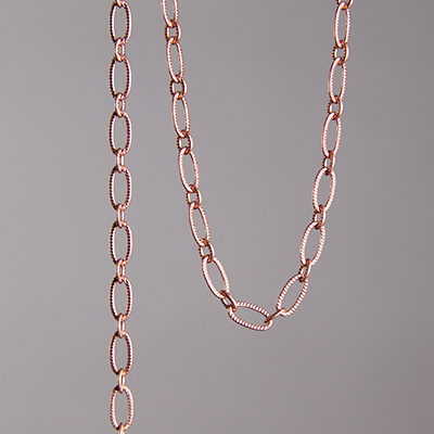 CH0012-AC: 6.4 x 3mm Textured Chain - Antique Copper (5 ft) 