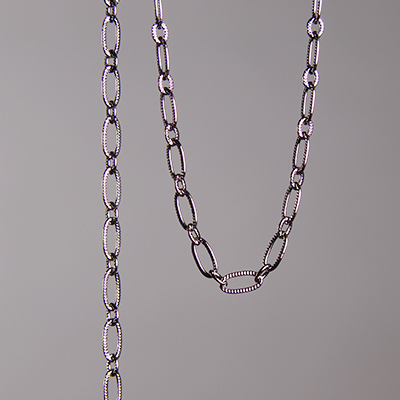 CH0012-GM: 6.4 x 3mm Textured Chain - Gunmetal (5 ft) 