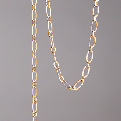 CH0012-MG: 6.4 x 3mm Textured Chain - Matte Gold (5 ft) 
