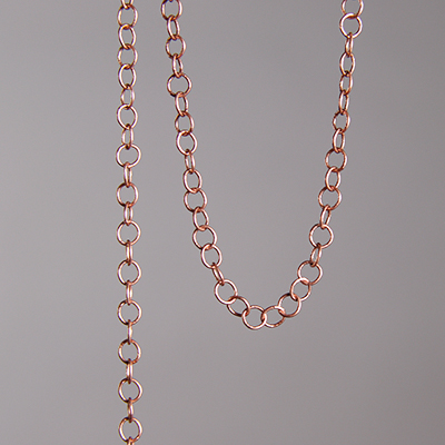 CH0013-AC: 4.2 x 4mm Fine Round Cable Chain - Antique Copper (5 ft) 