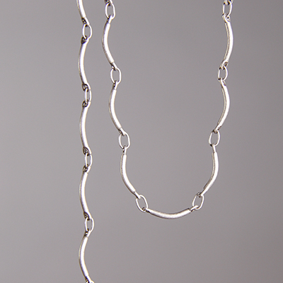 CH0015-AS: 12mm Curved Bar Chain - Antique Silver (5 ft) 
