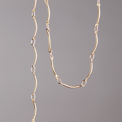 CH0015-MG: 12mm Curved Bar Chain - Matte Gold (5 ft) 