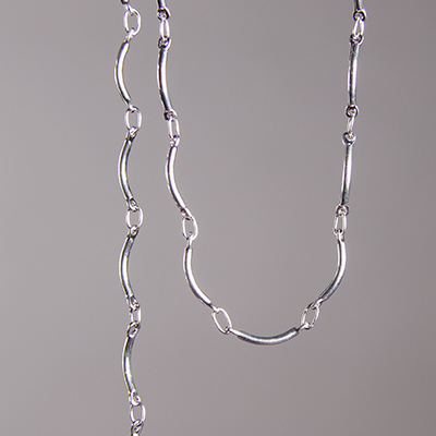 CH0015-S: 12mm Curved Bar Chain - Silver Plated (5 ft) 