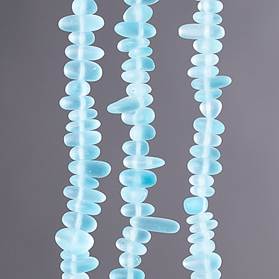 CSG-02-SBL: Designer Sea Glass - Sky Blue Pebbles 9x6mm 