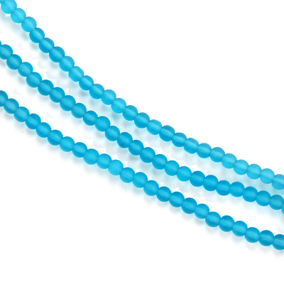 CSG-07-OBL: Designer Sea Glass - Ocean Blue 4mm Round 