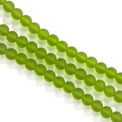 CSG-08-OLV: Designer Sea Glass - Olive 8mm Round 