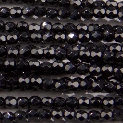 CZF-0001: 3mm Czech Fire Polished - Black (50 pcs) 