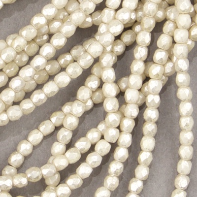 CZF-0040: 3mm Czech Fire Polished - Op Ivory Gold Luster (50 pcs) 