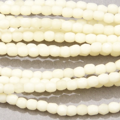 CZF-0046: 3mm Czech Fire Polished - Matte Cream (50 pcs) - Discontinued 