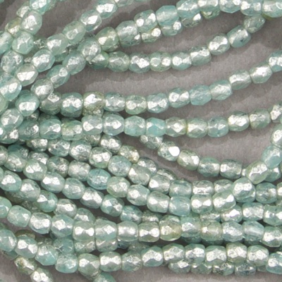 CZF-0068: 3mm Czech Fire Polished - Sea Foam / Grey Luster (50 pcs) 