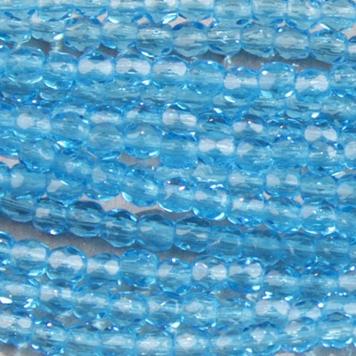 CZF-0080: 3mm Czech Fire Polished - Tr Aqua (50 pcs) 