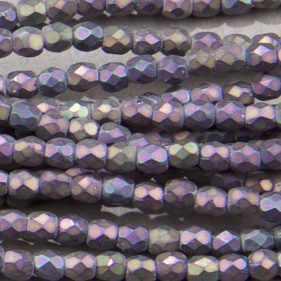 CZF-0096: 3mm Czech Fire Polished - Matte Purple Gold Iris (50 pcs) 