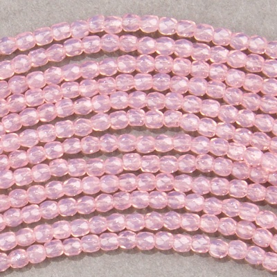 CZF-0112: 3mm Czech Fire Polished - Lt Orchid Pink Opal (50 pcs) 