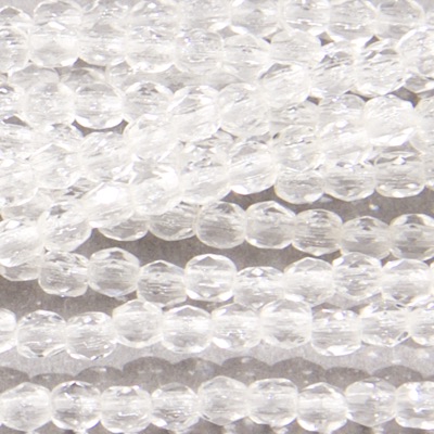 CZF-0140: 3mm Czech Fire Polished - Crystal (50 pcs) 