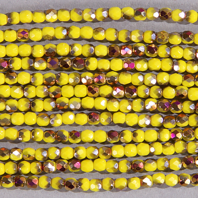 CZF-0144: 3mm Czech Fire Polished - Yellow AB (50 pcs) - Discontinued 
