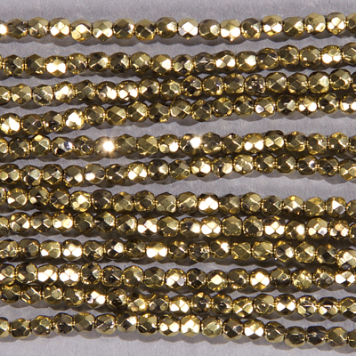 CZF-0146: 3mm Czech Fire Polished - Crystal Coated Metallic Gold (50 pcs) 