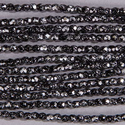 CZF-0147: 3mm Czech Fire Polished - Black Speckled Metallic Silver (50 pcs) - Discontinued 