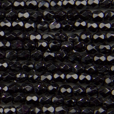 CZF-1001: 4mm Czech Fire Polished - Black (50 pcs) 