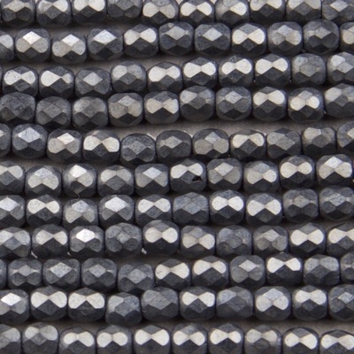 CZF-1004: 4mm Czech Fire Polished - Matte Gunmetal (50 pcs) 