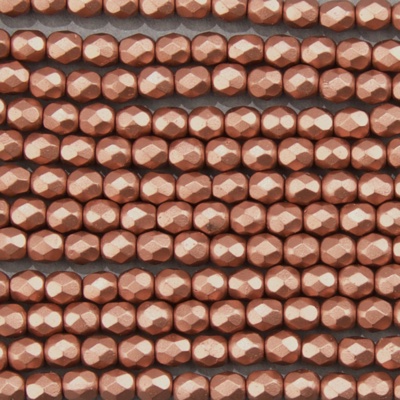CZF-1005: 4mm Czech Fire Polished - Matte Met Copper (50 pcs) 
